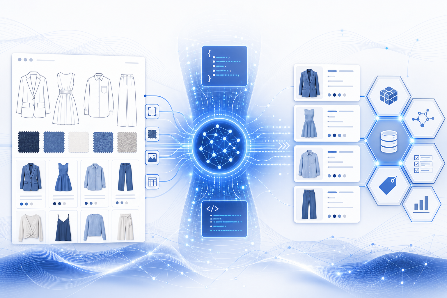 AI-assisted engineering pipeline transforming designer line sheets into structured catalog data